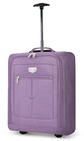 LUGG Cabin Size Lightweight Luggage - Durable 600D Polyester Snowflake Push Up Trolley - Solid Wheels - Easyjet, Ryanair, British Airways - Airway Locker (55x40x20cm)