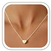 Turandoss Mothers Day Gifts for Mum Heart Initial Necklaces for Women - 14K Gold Plated Initial Name Letter Necklace for Girls, Gifts for Teenage Girls Women Girlfriend Birthday Jewellery