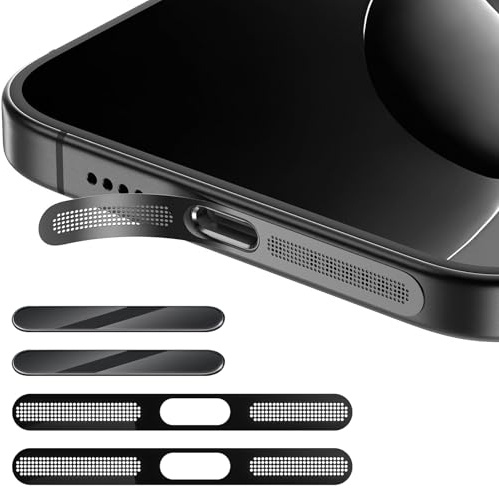 Xunzii 2 Stück Staubdichter Mesh-Aufkleber+ 2 Stück Camera Control Buttons Protector für iPhone 17 Pro 6.3, Präzisionsschutz Schutz für Lautsprecher, 9H Dauerhaft Anti-Kratz Tastenfolien, Schwarz