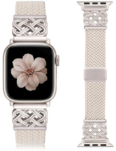 TOYOUTHS Geflochtenes Magnetisch Armband für Apple Watch Damen | Elastisch Sport Nylon Armband, Atmungsaktiv, Keltischer Knoten, für iWatch Serie 11 10 9 8 7 6 5 4 SE/Ultra 3 2 1