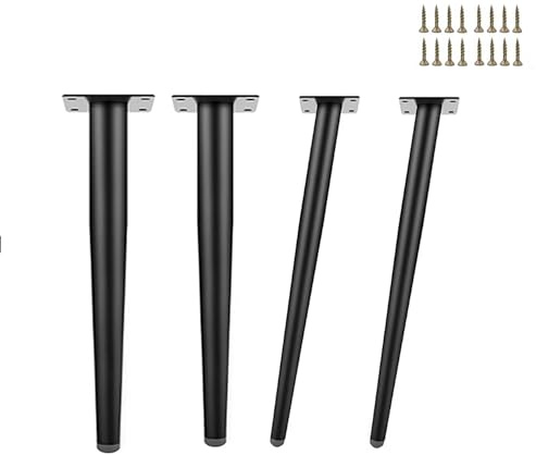 GFYHTN 20cm 45cm 60cm Table Pieds 4 PCS, Acier Inoxydable Conique Pieds de Meubles, Pied de Table pour Canapé, Table, Chaise, Lit, Bricolage(Black Inclined,60cm)
