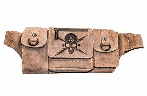 Jack's Inn 54 Kollektion Rock Hard Styles Tasche - Gürteltasche Scotch Vintage Echtleder (Braun)