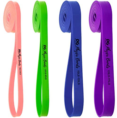 Physix Gear Sport Fitnessband Klimmzugband, extra lang & elastisch, Widerstandsband für Calisthenics, Freeletics, Support Fitness Bands Set oder einzeln, elastisches Fitnessband (inkl. E-Book) 4er SET