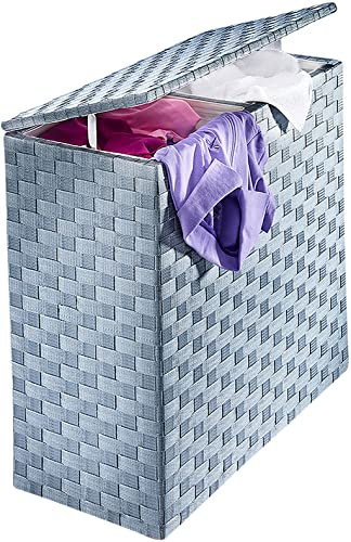 Kobolo Wäschesammler Wäschesortierer - Nylon - grau - 125L - 2 Fächer