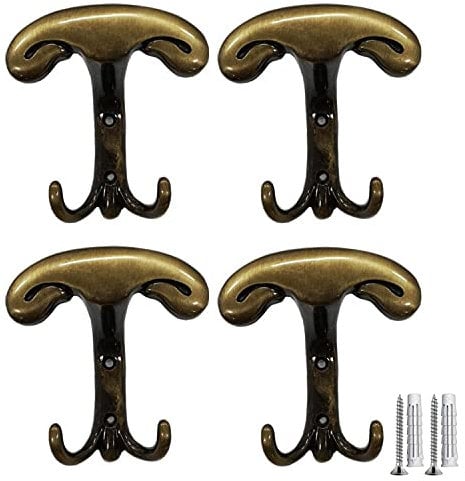 parpyon Appendiabiti a Parete, 4 Ganci attaccapanni da Muro Ingresso, appendi Accappatoio, Porta Asciugamani Bagno, Porta Oggetti da Appendere Arredamento casa (BRONZO)