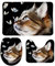 RedBeans Rutschfeste Badematte, 3-teiliges Flanell-Badezimmerteppich-Set, Motiv: Katze, Schmetterlinge, weich, WC-Vorleger