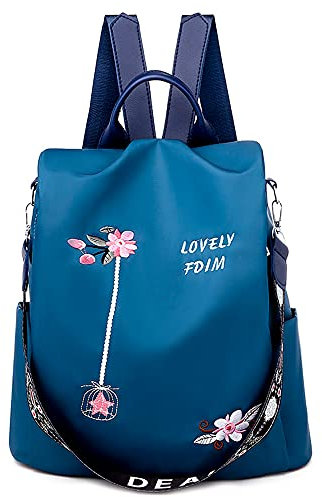 DORRISO Damen Rucksäcke Nylon Schultertaschen Anti Dieb Handtasche Schulter Tasche Tourismus Beiläufig Reise Outdoor Schule Frauen Nylon Rucksack Blau