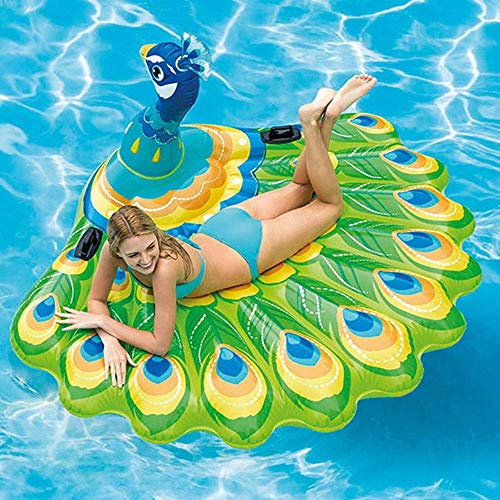 Luftmatratze Pool Schwimmring Erwachsene Airbetten Pfau Mount Floating Zeile Erwachsene Aufblasbare Pfau Schwimmen Ringbuoy Erwachsene Floating Bett Pool Float zum Abkühlen im Pool