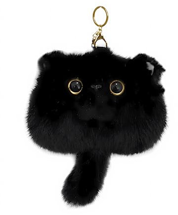 HUIJUFU mignon chat en peluche porte-monnaie porte-clés dames cadeau d'anniversaire