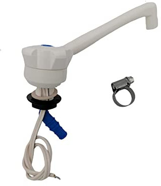 CR-MOESANCO® Kit robinet Lababo caravane avec interrupteur + collier en inox pour camping-car, cuisine, bateau, camping (blanc)