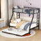 I0I&I0I Stabiles Metall-Etagenbett mit Ausziehbett und Leitern auf beiden Seiten - Platzsparendes Design - 90(140) x200cm - Einfache Montage (Schwarz)