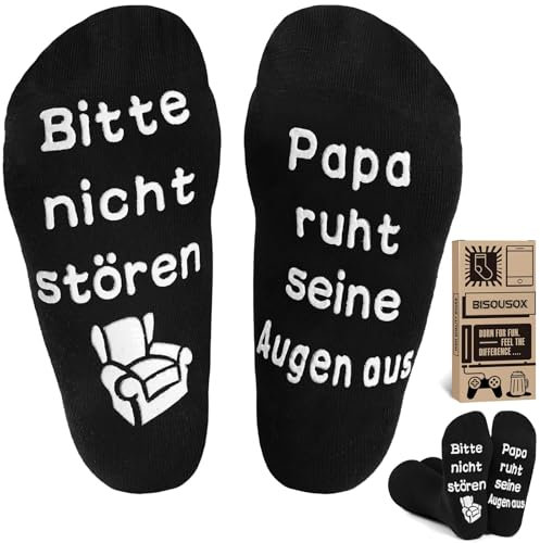 BISOUSOX Geschenke für Männer - Lustige Socken Herren 39-46 Baumwolle Vatertagsgeschenk für Papa - Bester Papa Socken Geburtstagsgeschenk für 50 60 Jahre Alt