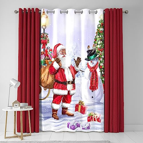 Fusion - Tenda a pannello singolo a pannello con motivo Babbo Natale e neve, 138 x 214 cm, multicolore