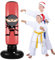 Sacco da Boxe da Terra 160 cm, Colonna Tumbler Gonfiabile per Addominali Fitness, Punching da Combattimento per Bambini Adulti (Rosso Ninja)