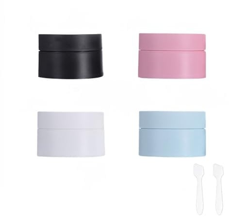 LECUNE 4Pack 30ml Jar Empty Refillable Cosmetic Face Cream Jar Bottle Container Pot with Black Screw Lid (4PCS Blue Pink Black White)