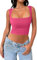 Cuptacc Bluse Damen Sommer Sexy Basic Bauchfreies Oberteile Eckigem Ausschnitt Elengant Sport Top Rosa Klein S 34-36