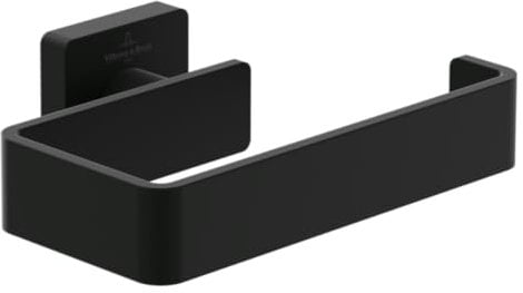 Villeroy & Boch Elements - Striking Toilettenpapierhalter ohne Deckel, Klopapierhalter für Wandmontage, Klorollenhalter aus Messing, WC-Papierhalter eckig, Matt Black