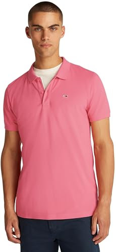 Tommy Jeans Polo Manches Courtes Homme Placket Slim Fit, Rose (Preppy Pink), XXL