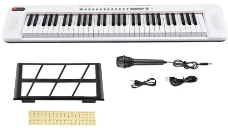 Beginners Electronic Keyboard 61-Key Electronic Piano Multifunctional Keyboard Digital Piano With Music Score Stand/Microphone For Beginners(White)
