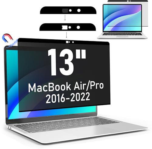 LAMA Magnetic Privacy Screen Filter for MacBook Pro 13 Inch (2016-2022, M1, M2) and MacBook Air 13 (2018-2021, M1), Removable Anti Glare Blue Light Filter with Camera Cover Slide for Mac 13'' Laptop