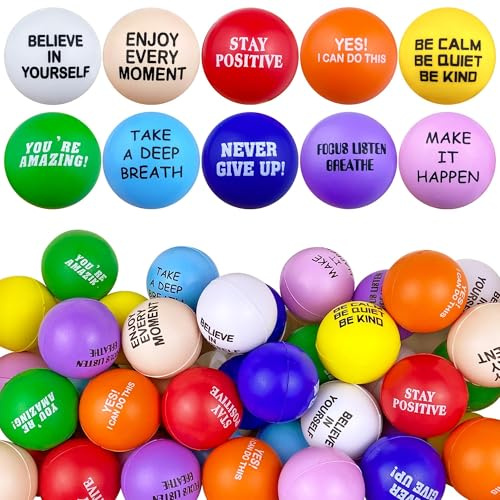 40PCS Colorful Foam Motivational Stress Relief Ball with Motivational Language Hand Exercise Gift for Office and Home Use (10