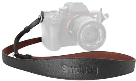 SMALLRIG Universal Leather Camera Shoulder Strap for DSLR Camera, Adjustable 100 to 110cm (39 to 43in), Max Load 10kg (22lb), Ergonomic Shoulder Support for Travel/Vlogging (Black) - 5208