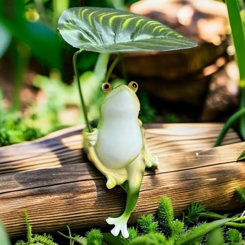 MURISE Figurines de grenouille décoratives de jardin, grenouille pour mini étang, figurines de jardin à l'extérieur, statue de grenouille en résine pour mini étang, terrasse, bassin, fontaine solaire
