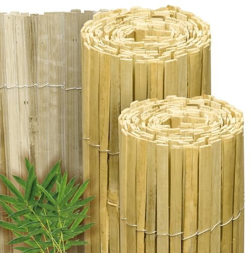 Sol Royal Hell Glänzender Split Bambus Sichtschutz 90x600 cm – Sichtschutz Bambus Zaun Bambusmatte Gartensichtschutz Balkon Sichtschutzzaun – Natursichtschutz Witterungsbeständig B33