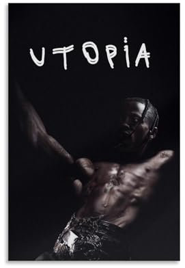 KUAILI Travis Scott Rapper Musikalbum, Utopia, Leinwandposter, Schlafzimmer, Wandkunst, Dekor, Leinwand, 30 x 45 cm, ungerahmter Stil