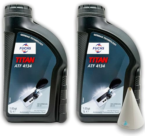 FUCHS TITAN ATF 4134 | 2 L | MB 236.14 | Automatikgetriebeöl | Hochleistungs-ATF für Mercedes-Benz 7G-Tronic – optimale Schaltperformance - 2 Liter – - mit Trichter