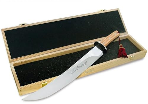 Sable de champán Maserin, acero inoxidable 420, mango de madera, longitud total 51 cm, hoja 40 cm, con estuche de madera