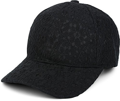 styleBREAKER 6-Panel Cap mit All Over Spitze, Baseball Cap, verstellbar, Damen 04023052, Farbe:Schwarz