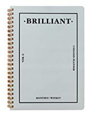 PAPERIAN Brilliant 2021 Grey Sky A5 15 x 20 x 1 cm Drahtkammbindung Wochenplaner mit 106 Seiten, undatiert, englischer Sprache