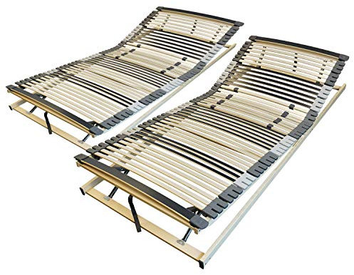 AM Qualitätsmatratzen 7 Zonen Lattenrost 200x200 verstellbar mit 44 Federleisten - Made in Germany - Verstellbarer Lattenrost Size - Kopf und Fußteil - Holmabsenkung für Schulter und Becken