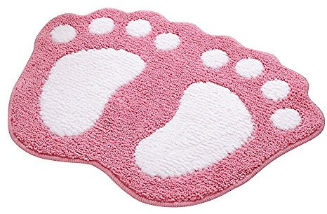 Shanna Tapis antidérapant et absorbant pour salle de bain, motif grands pieds, Polyester, rose, 40 x 60 cm