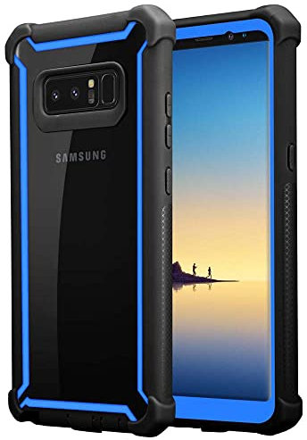 Cadorabo Custodia per Samsung Galaxy NOTE 8 in BLU NERO - 2-in-1 Cover con Bordo Silicone TPU e Schiena Acrilico - Back Hard Case Bumper Antiurto Guscio