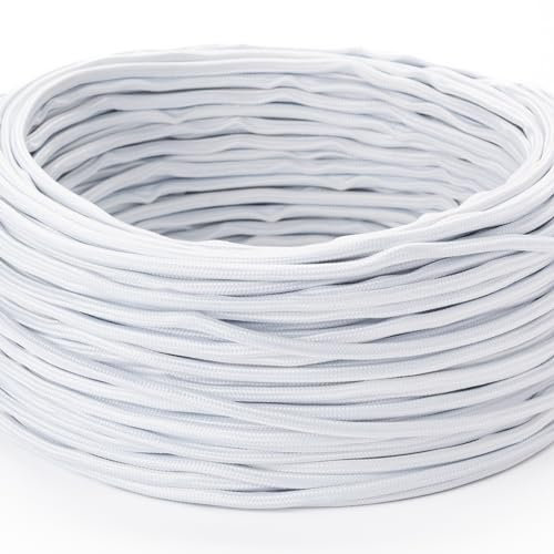 ORION LIGHTSTYLE Câble d'alimentation textile extra fin pour lustres, 1 m/1 m, couleur : blanc, câble d'alimentation en tissu gainé textile fin, 3 fils 3 x 0,75 mm², avec câble de terre, accessoire de
