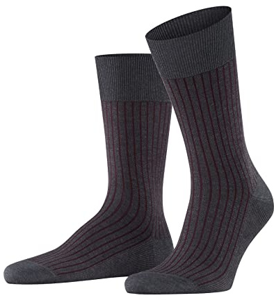 FALKE Herren Socken Oxford Stripe M SO Baumwolle gemustert 1 Paar, Grau (Anthracite Melange 3096), 45-46