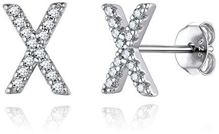 ChicSilver Damen X Buchstabe Ohrstecker mit Zirkonia Silber Ohrschmuck für Paar Pärchen
