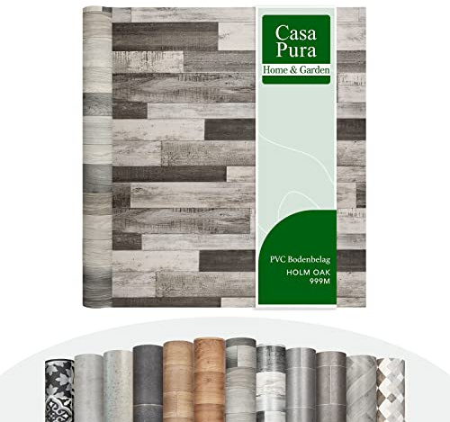 CV Cusion Vinyl Flooring | PVC Decking Roll, Non-Slip Laminate Floor Covering (Foamed) Holm Oak 999M Elegant Wood Effect Textured Surface Flooring (200 x 300 cm)