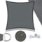 UMI Sonnensegel Wasserdicht 2x2m Rechteckig Sonnenschutz Wetterschutz PES Polyester Segel Baldachin 95% UV Schutz mit Seilen für Garten Balkon Terrasse- Anthrazit