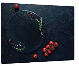 ALLboards Glass Chopping Board Tomatoes Cherry Tomatoes Ceramic Stone 30x40cm Cutting Board Splashback Worktop Saver for Kitchen Hob Protection Hot Cover Heat Resistant Multi-Glass Plate Dishes Pad