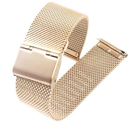 Microwear Uhrenarmband,16mm 18mm 20mm 22mm Ersatz Edelstahl Metallgitterband,Schnellverschluss Uhrenarmband Metallschraube,Smart Watch Armbänder für Männer Frauen (Rose Gold)