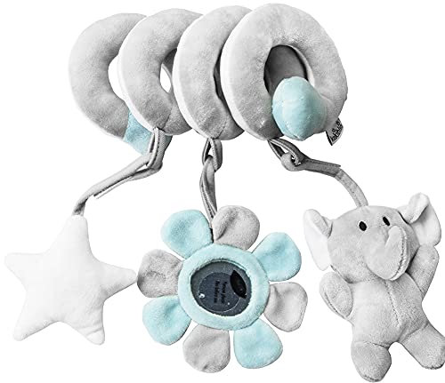 BYNYXI Spirale Spielzeug Babyschale, Plüsch Spirale mit Tieranhänger Activity Spirale Baby Spirale Kinderwagen Spielzeug zum Aufhängen Kinderwagen Babyschale für Babys Kleinkindern ab 0+ Monaten