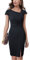 HOMEYEE Damen Vintage V-Ausschnitt Bodycon Business Bleistiftkleid mit Schlitz B700 (M, Schwarz)