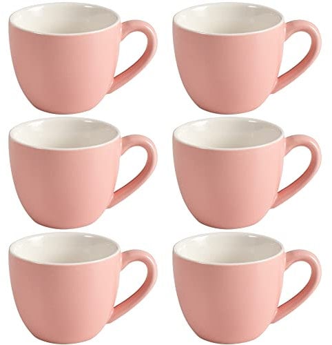 homEdge Procelain Espresso Cup, 3 Ounces / 90 ml Demitasse for Espresso, Tea- Set of 6, Pink
