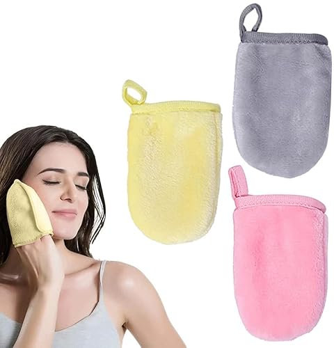 Panno Struccante,Panno Struccante Riutilizzabile,Guanto Struccante per il Viso in Microfibra,Panno Viso Solo con Acqua Rimuove Make-up e Impurità per Rimozione Make Up Ipoallergenico(3pcs)