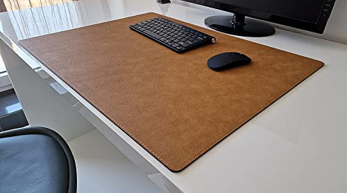 PM Schreibtischunterlage Just Leder mit Mauspad in 3 Grössen und in 7 Farben (Cognac Braun, 90cm x 50cm)