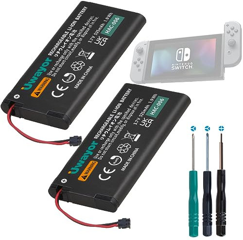 Uwayor Akku HAC-006 Ersatz Akku für Nintendo Switch Joy-Con Controller HAC-015 HAC-016 mit Werkzeugsatz 2-Pack HAC-A-JCL-C0, HAC-A-JCR-C0