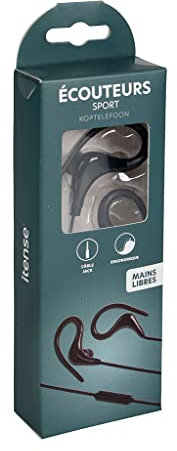 itense - Kopfhörer für Sport, ergonomische Form – Schallleistung: 90 dB – mit 3,5-mm-Klinkenstecker – Kabellänge: 100 cm – Halterungssystem für das Headset